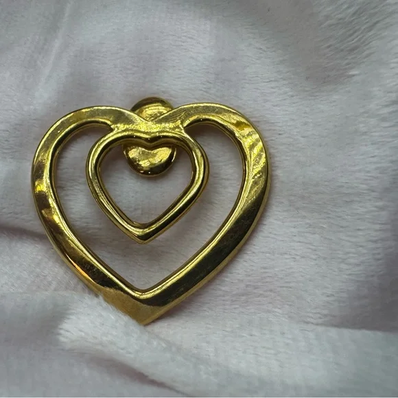 YSL Scarf Ring Heart Shape Gold Logo RARE 1980s Vintage yves saint laurent - Picture 5 of 11